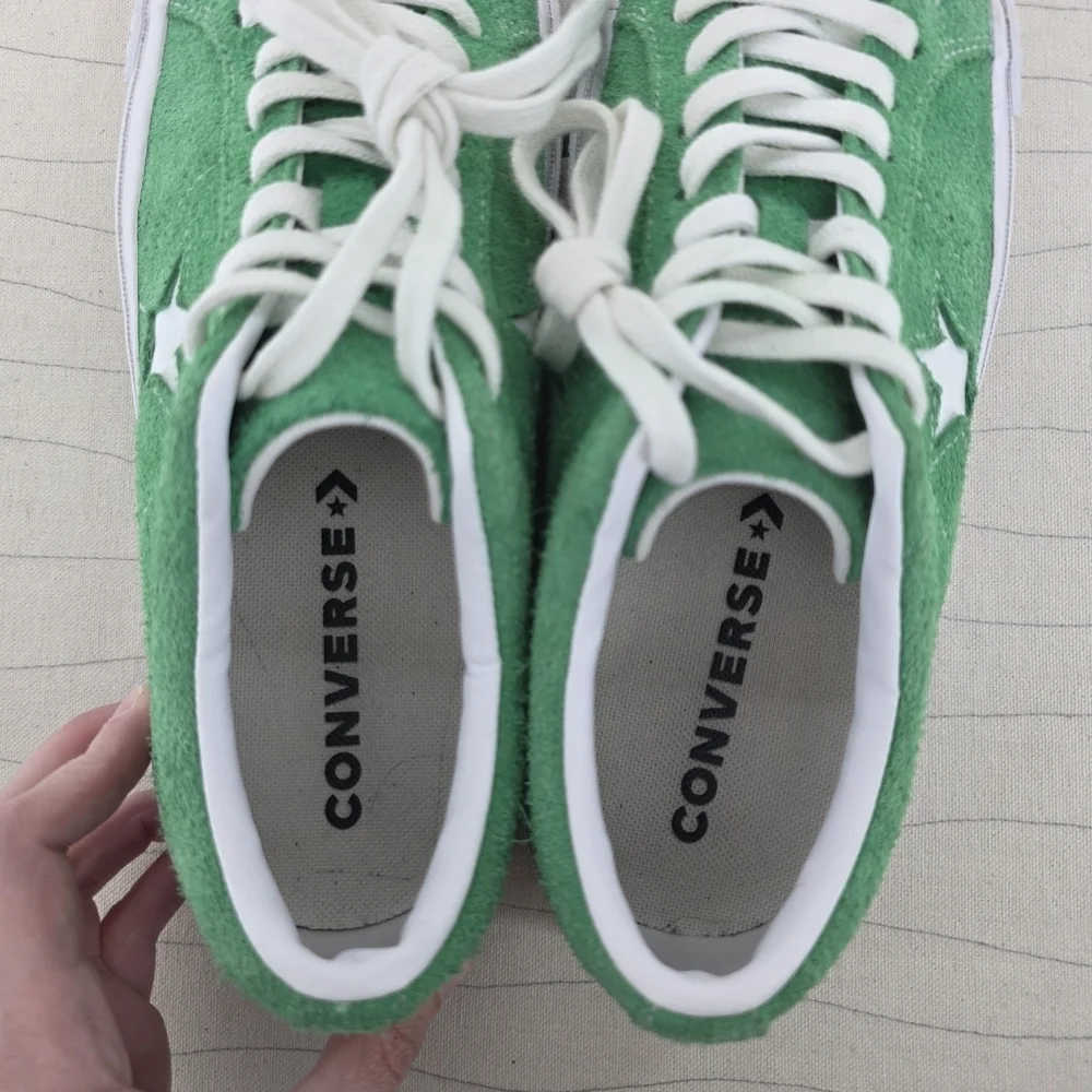 Converse Mens One Star Ox Green Suede White Sneakers Shoes 161240C Size 7.5 - Picture 11 of 11
